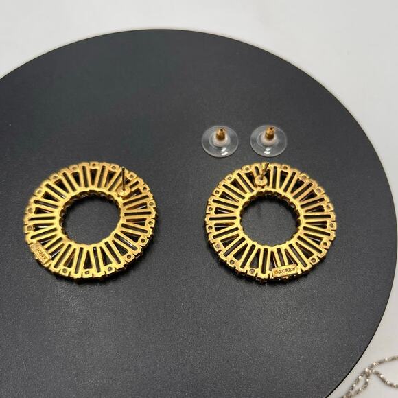 J. Crew Clear Crystal Baguette Round Pinwheel Forward Hoop Pierced
Earrings - Picture 6 of 8